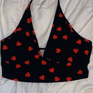 SHEIN black and red heart halter top